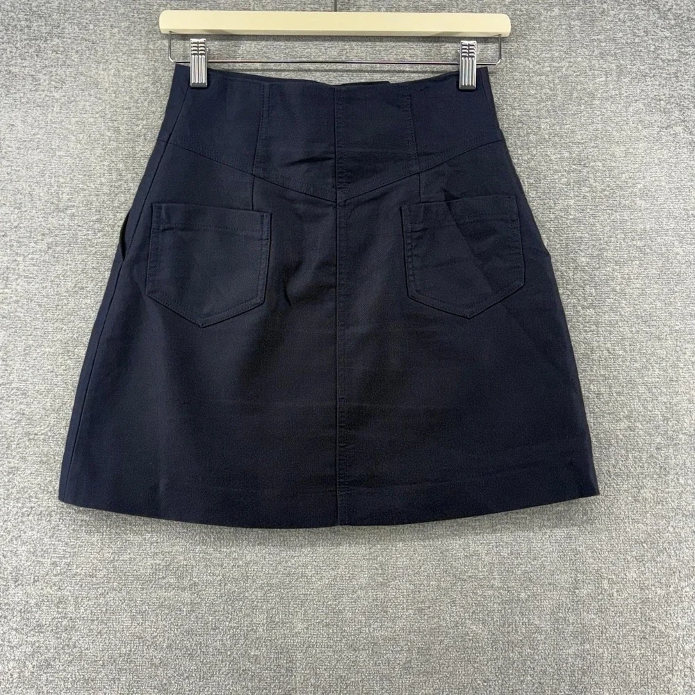 Sandro Mini Skirt Women Size 0 Blue Cotton Casual